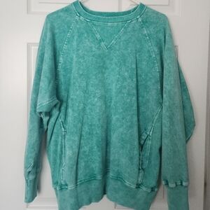 Zenana sweatshirt acid wash green large